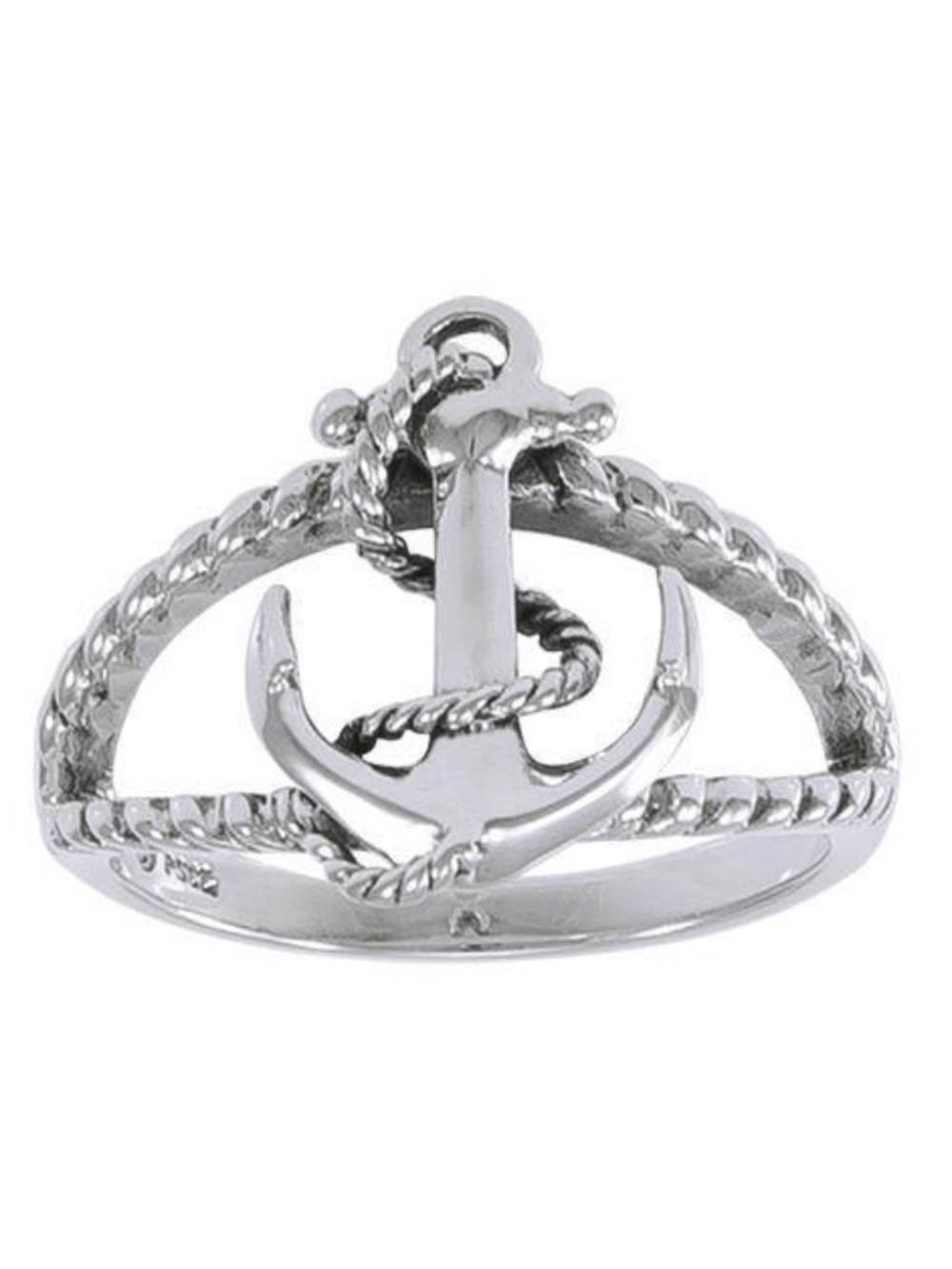 Authentic Peter Stone .925 Sterling Silver Rope Anchor Ring – Nautical Jewelry